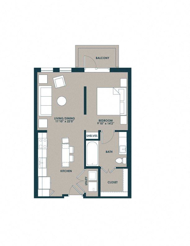 A1 658 sf 6580sf one bedroom